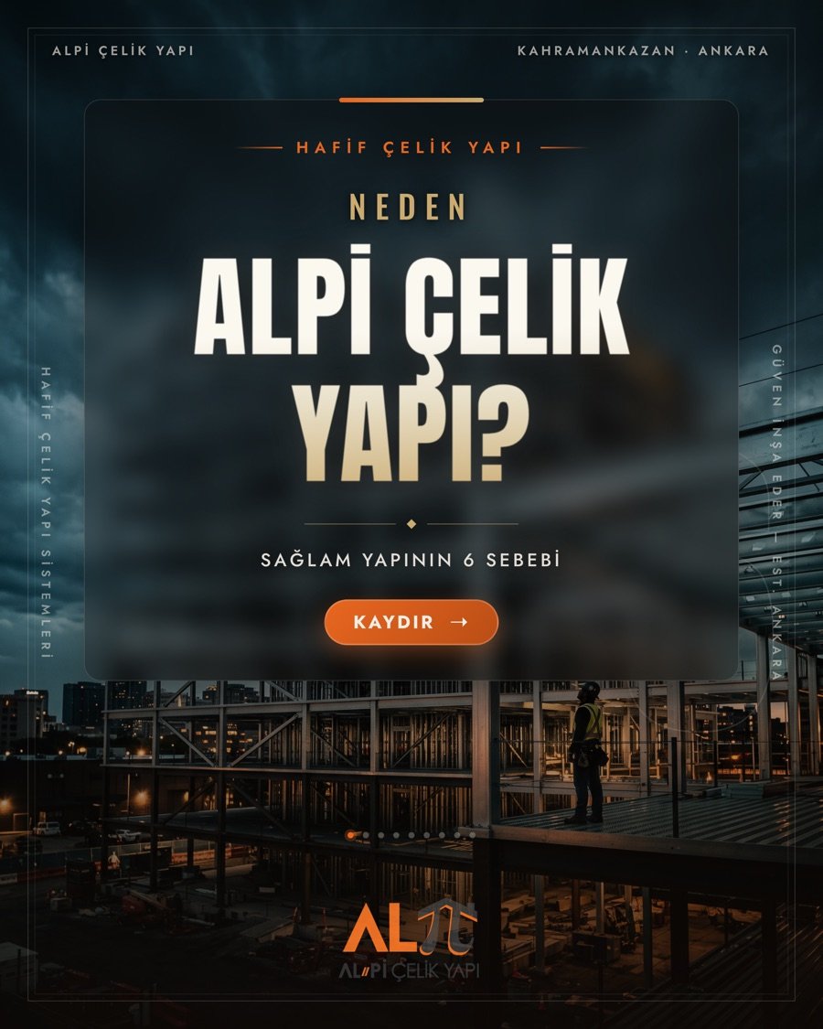 Alpi Çelik Yapı sosyal medya kapak tasarımı